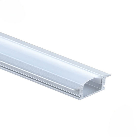 Eurospot Încastrat Profil din Aluminiu pentru Bandă LED cu Opal Acoperire 200x2.4x0.7cm.