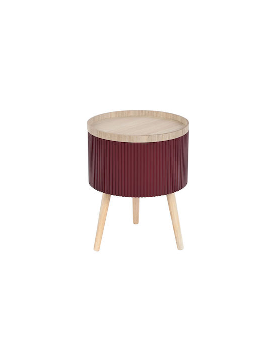 Round Wooden Side Table Red L38.5xW38.5xH49cm