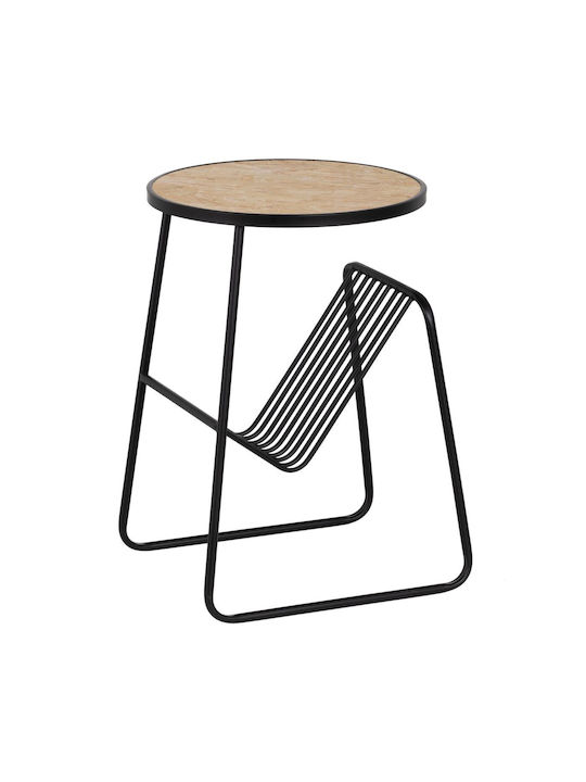 Round Metal Side Table Black L46xW48xH66cm