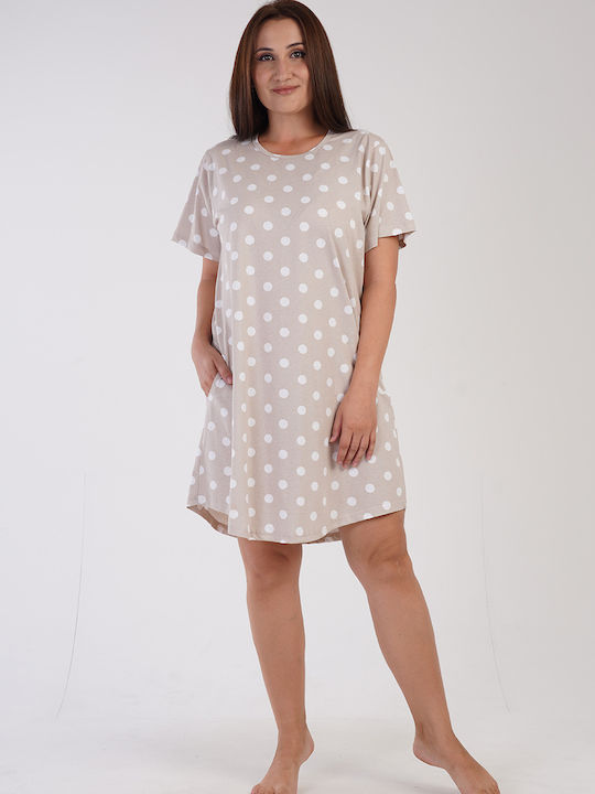 Vienetta Secret Summer Women's Nightdress Beige