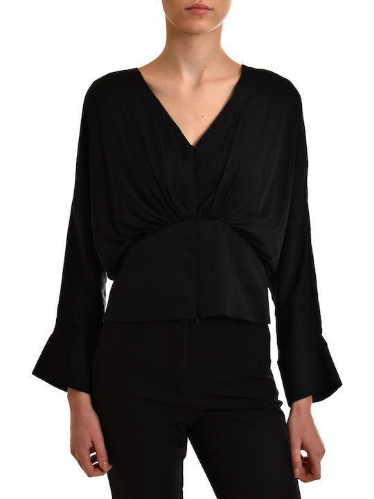 Lotus Eaters Damen Bluse Satin Langärmelig Black