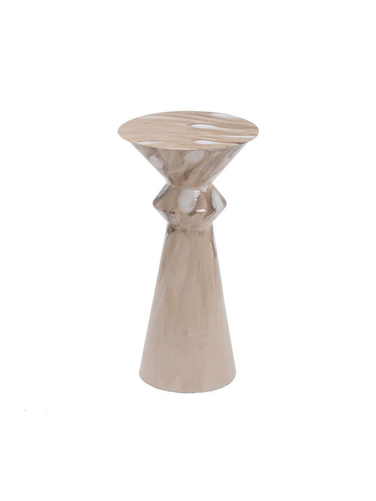 Round Metal Side Table Beige L34xW34xH64.5cm