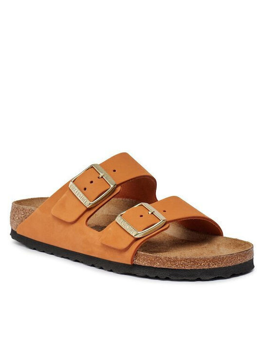 Birkenstock Arizona Δερμάτινα Ανδρικά Σανδάλια σε Πορτοκαλί Χρώμα