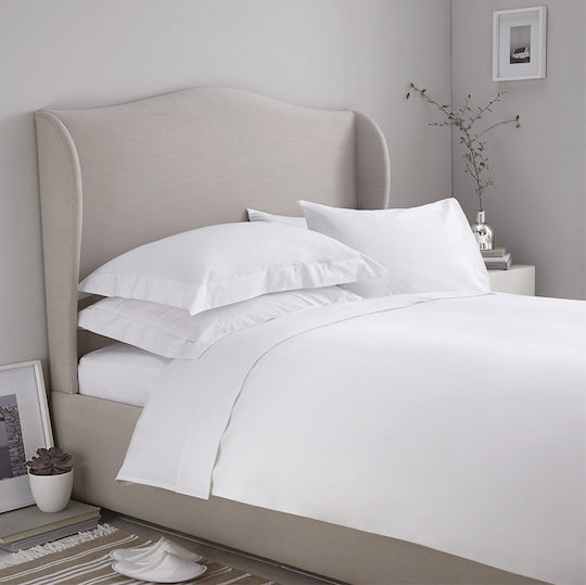 Kipper Hotel Sheet White Queen Size 240x270cm Cotton & Polyester 1pcs