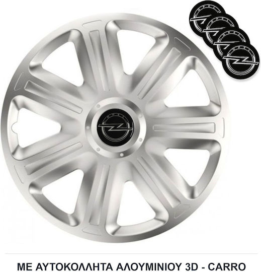 Versaco Auto Radkappen Set Comfort mit Marke Opel 4Stück 13" Silber