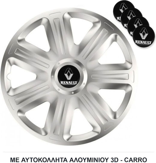 Versaco Σετ Τάσια Αυτοκινήτου Comfort 13" με Σήμα Renault 4τμχ Ασημί