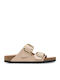 Arizona Big Buckle Leather Women's Flat Sandals Shine New Beige Narrow Fit
