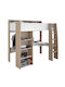 Sleter Kinderbett Hochbett Einzeln mit Stauraum & Schreibtisch Beige für Matratze 90x200cm