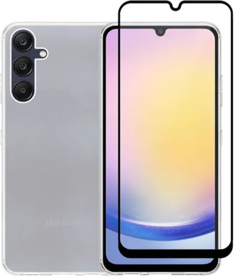 Vivid Back Cover Tempered Glass / Σιλικόνης Σετ με Τζαμάκι Μαύρο (Samsung Galaxy A25)