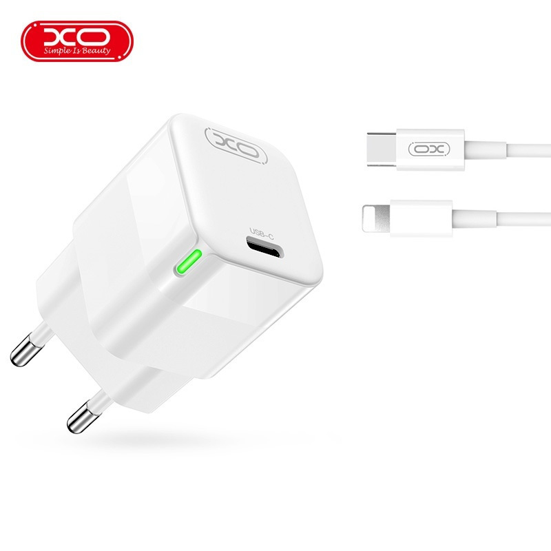 Φορτιστής τοίχου XO CE06, 30W, USB-C, με καλώδιο Lightning