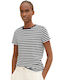 Tom Tailor Damen Bluse Kurzärmelig Gestreift White With Blue Stripes