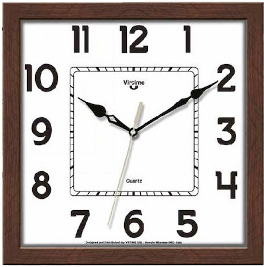 Virtime Стенен часовник Дърво Кафяв 25x25см