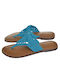 Leather Women's Flat Sandals Blue