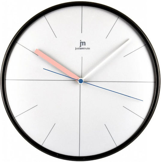 Justaminute 25cm Стенен часовник Черен