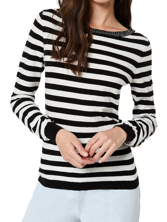 Liu Jo Women's Long Sleeve Sweater Striped Black
