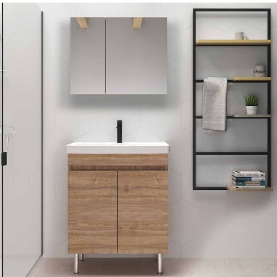 Chrisart Sempre Countertop with Sink & Mirror L61xW39.5xH64cm Ice Grey