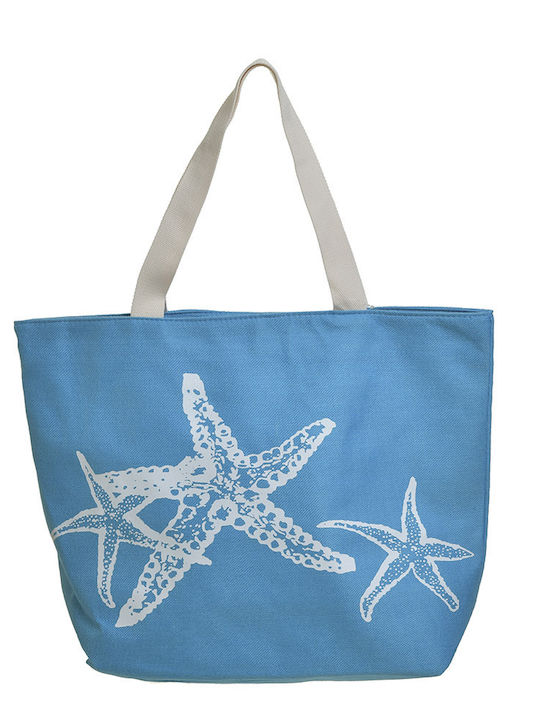 Ble Resort Collection Fabric Beach Bag with Wallet with design Star Turquoise