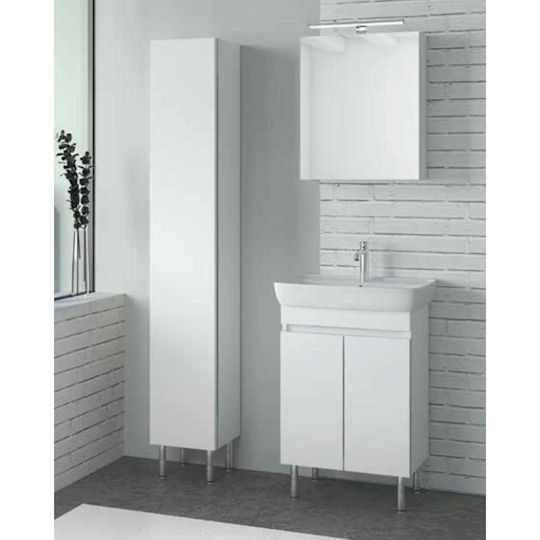 Chrisart Duru Waschtisch mit Waschbecken & Spiegel L50xB40xH64cm Off White