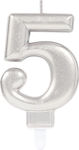 Amscan Birthday Candle Number "5" in Silver Color