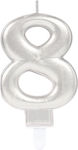 Amscan Birthday Candle Number "8" in Silver Color