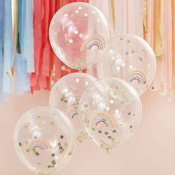 5 Rainbow Balloons 30cm