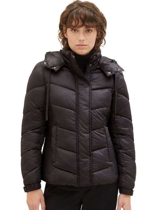 Women's Short Puffer Jacket for Winter Black