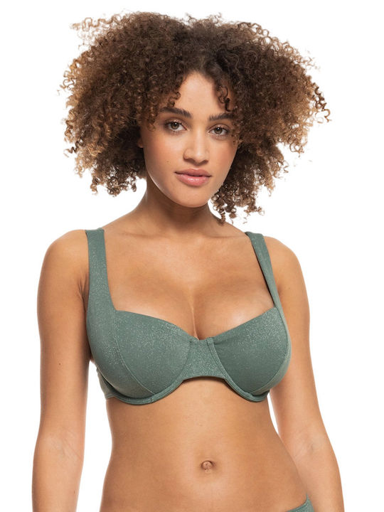 Roxy Underwire Triangle Bikini Top with Adjustable Straps Green