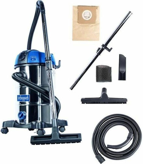 Scheppach NTS30 Premium Nass-Trocken Staubsauger 1300W mit Edelstahl Behälter 30lt Silber