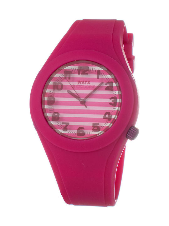 WATX & CO Ανδρικό Ρολόι 43mm Μπαταρίας με Ροζ Καουτσούκ Λουράκι