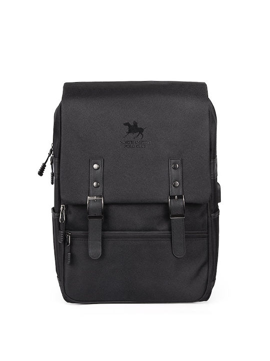 Northampton Polo Club Men's Fabric Backpack with USB Port Black