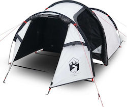 vidaXL Campingzelt Tunnel Weiß mit Doppelplane für 3 Personen 370x185x116cm.