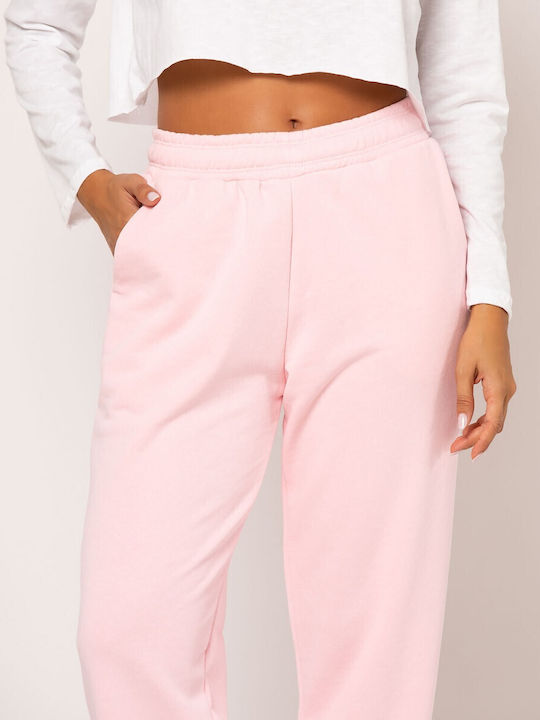Pantaloni evazați din tricou cu talie elastică Pink soft