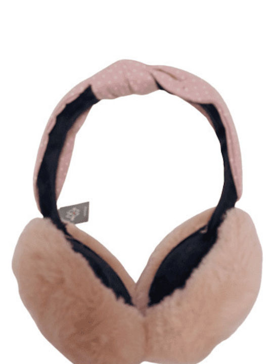 Romvous Γυναικείο Earmuff Πλεκτό σε Ροζ χρώμα