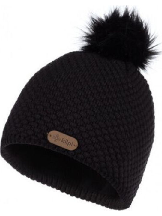 Pom Pom Beanie Γυναικείος Fleece Σκούφος Πλεκτός σε Μαύρο χρώμα