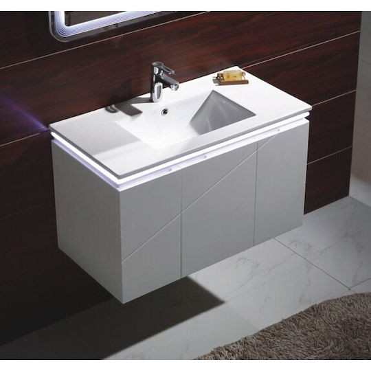 Inter Ceramic Πάγκος χωρίς Νιπτήρα Μ92xΒ47xΥ55cm ''''''Επιπλο Μπανιου Κρεμαστο Pvc Icp 9046 με φωτισμο LED''''''