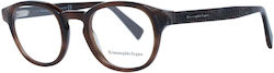 Zegna Men's Acetate Prescription Eyeglass Frame Brown EZ5108 055