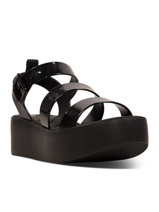 Zaxy Flatforms Synthetic Leather Women's Sandals Black