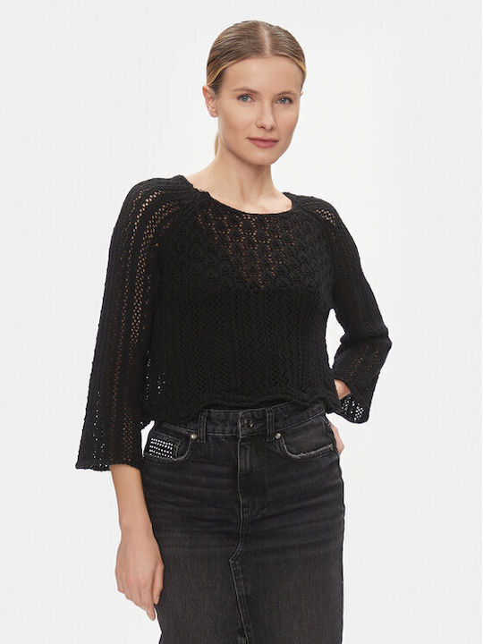 Only Damen Langarm Pullover Baumwolle Schwarz