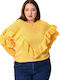 Potre Women's Long Sleeve Sweater Yellow