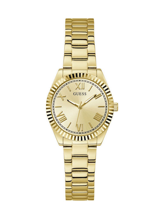 Guess Luna Womens Watch 30mm Chronograph Battery With Gold Steel Bracelet