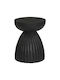 Stool For Living Room Wooden Scallop Black Velvet-Black Metal