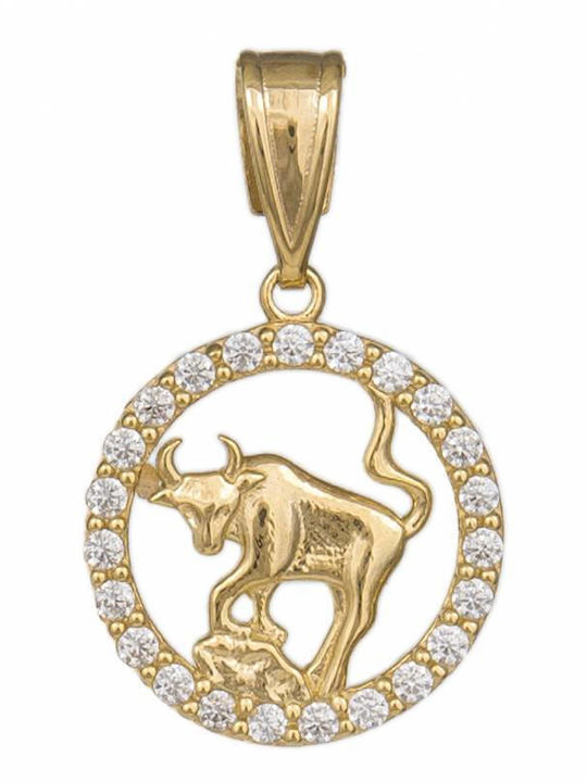 Stier Charm Tierkreiszeichen Stier aus 14K Gold mit Zirkon