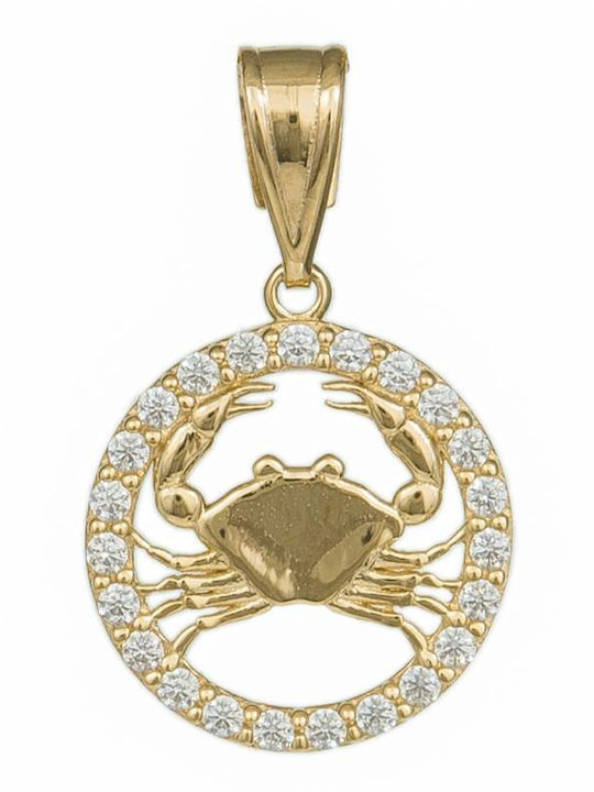 Charm Semn Zodiacal Cancer Din Aur Galben 14 Carate Cu Zircon