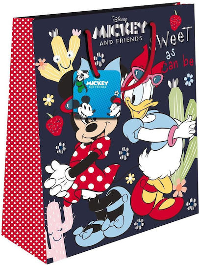 Διακάκης Χάρτινη Τσάντα για Δώρο με Θέμα "Mickey" 26x12x32εκ. Mickey/Minnie με Foil Luna