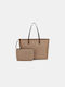 Guess Power Play Set Damen Tasche Shopper Schulter Beige