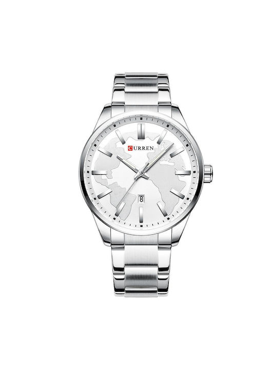 Curren Γυναικείο Ρολόι 49mm Μπαταρίας με Ασημί Μεταλλικό Μπρασελέ