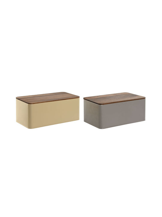 Home Esprit Metallic Bread Box Beige 33x18x12cm