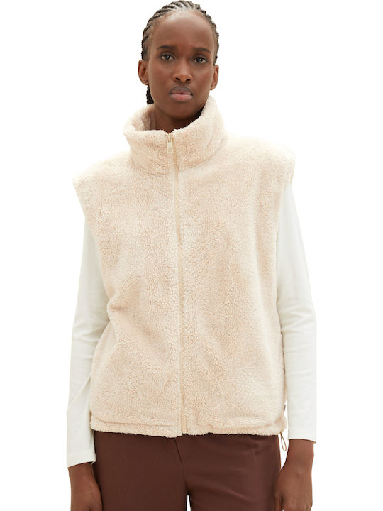 Women's Sleeveless Short Fur Dusty Sand Beige