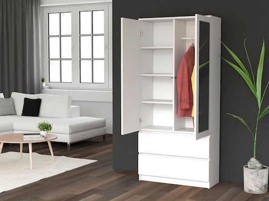 Δίφυλλη Ντουλάπα με Καθρέπτη 116x50x180cm White