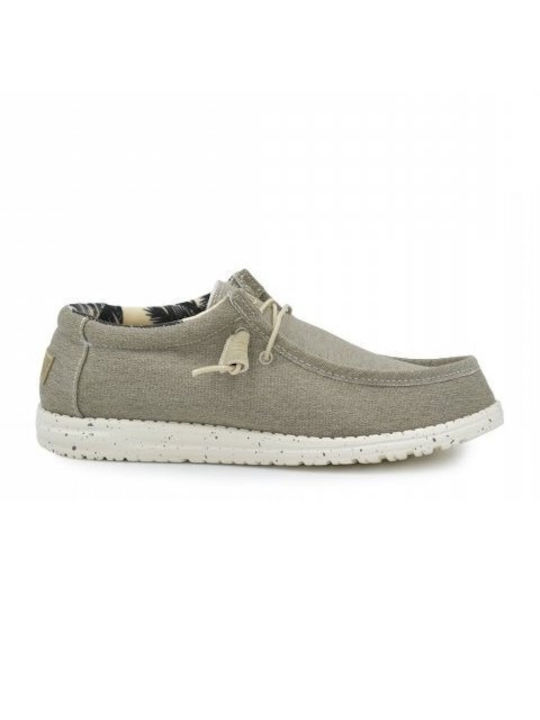 Hey Dude Wally Stretch Suede Ανδρικά Boat Shoes σε Μπεζ Χρώμα